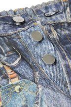 3D Print Denim Leather Wide-Leg Dopamine Pants Lavish Daily