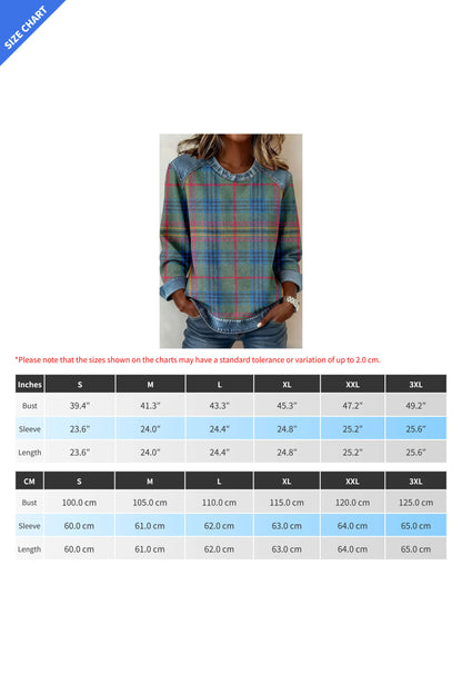 Denim Collar Long Sleeve Knit Pullover Top Lavish Daily