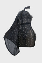 Mesh Diamond Rhinestone Mini Dress Lavish Daily