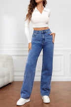 High-Waisted Straight Leg Jeans Lavish Daily