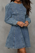Denim Fit And Flare Mini Dress Lavish Daily