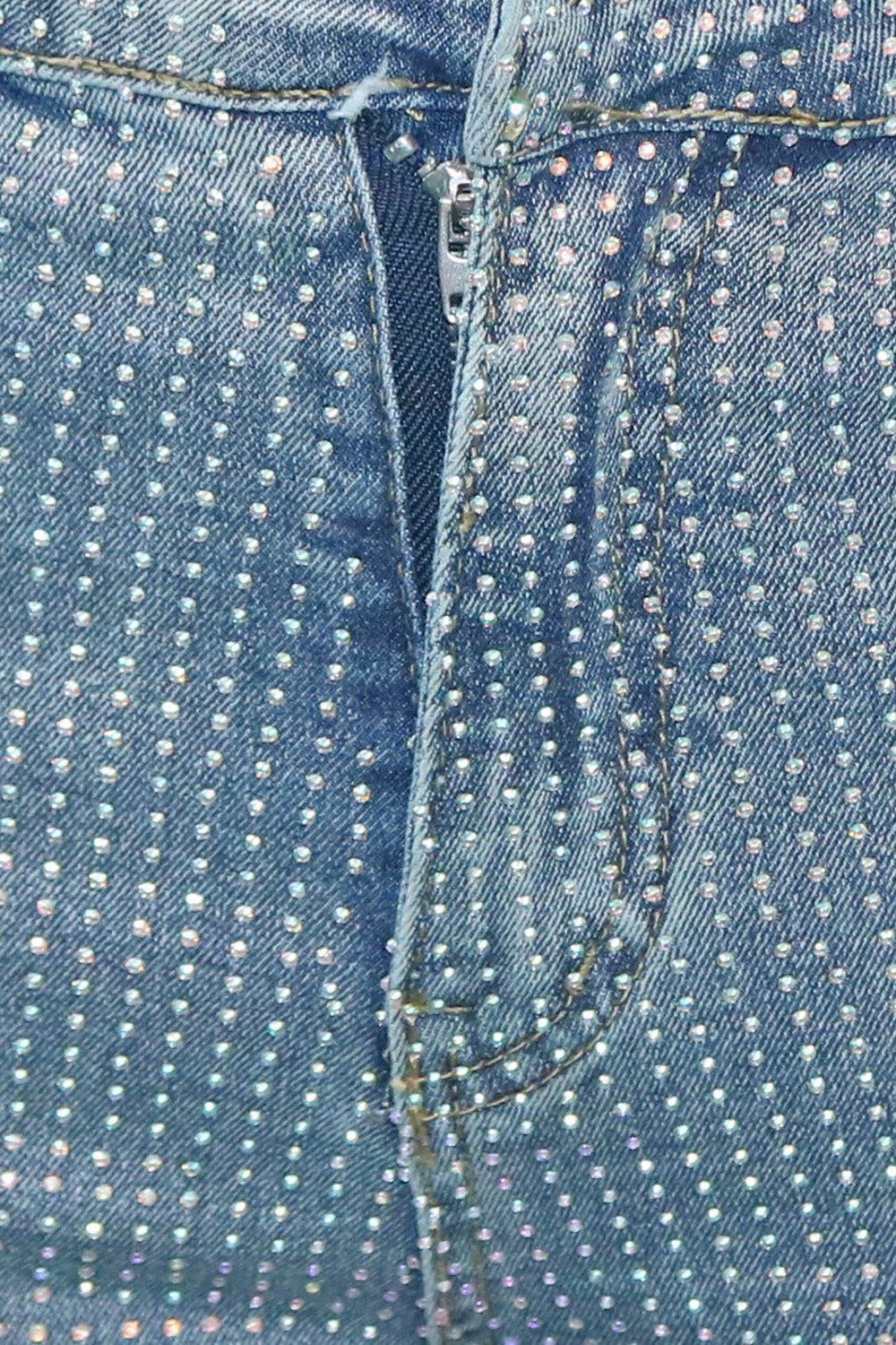 Rhinestone Straight-Leg Denim Jeans Lavish Daily