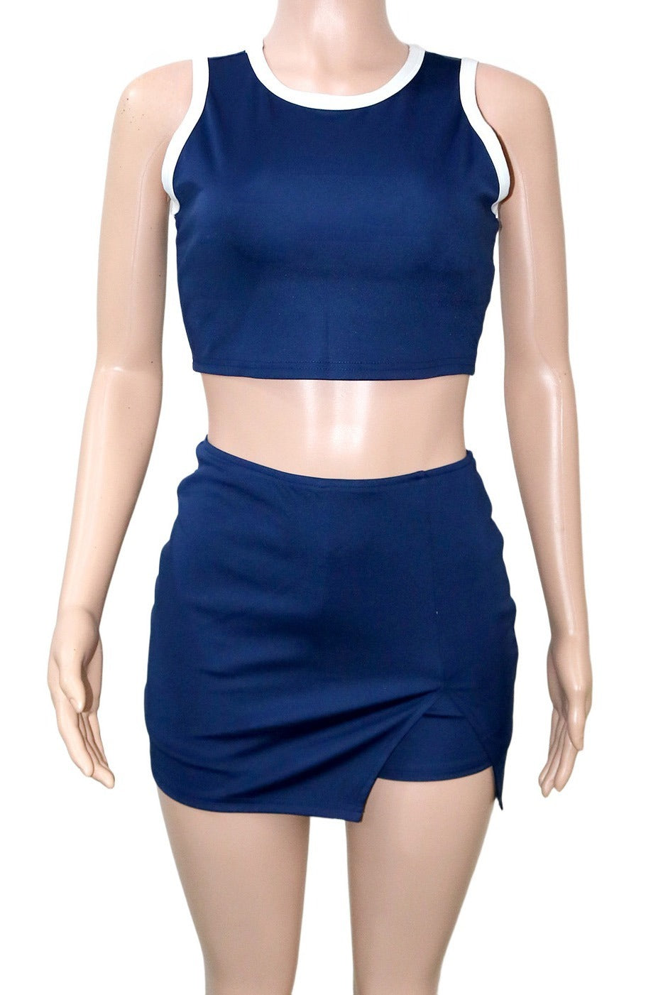 Contrast Trim Crop Tank & Skort Set LavishDaily