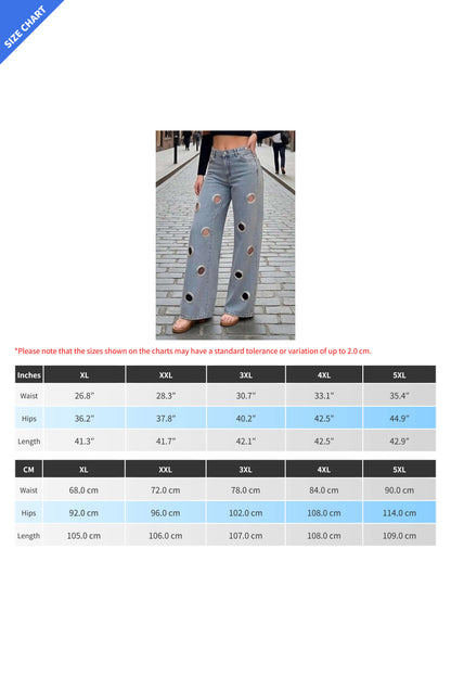 Oversized Grommet Cutout Wide Leg Jeans Lavish Daily