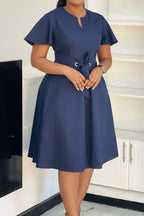 Plus Size Tie-Up Short Sleeve Dress Lavish Daily