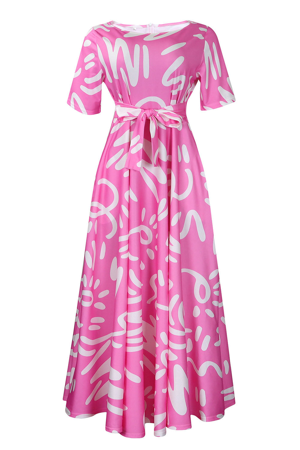 Tie-Waist Floral Print Short Sleeve Dress Lavish Daily