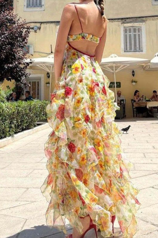 Ruffle Sheer Maxi Dress Lavish Daily