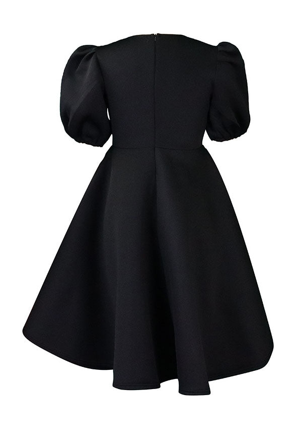 Round Neck Sleeve Slim Waist Swing A-Line Dress Lavish Daily