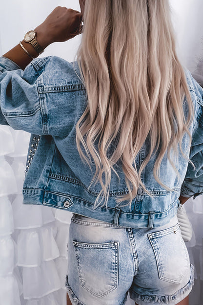 Rivet Studded Denim Jacket Lavish Daily