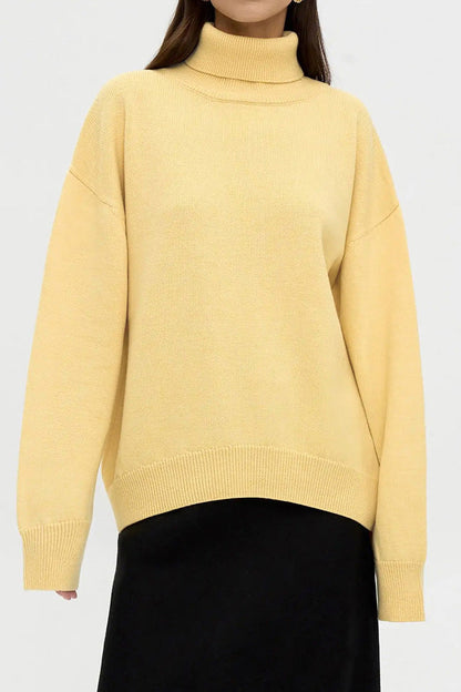 Turtleneck Long Sleeve Sweater Lavish Daily