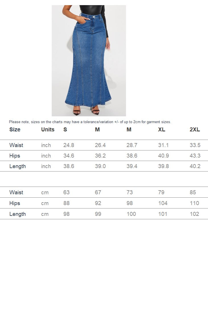 Women's Blue Denim Midi Skirts Lavish Daily