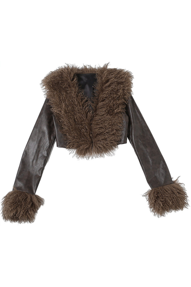 Faux Fur Trim Fringe Faux Leather Jacket Lavish Daily