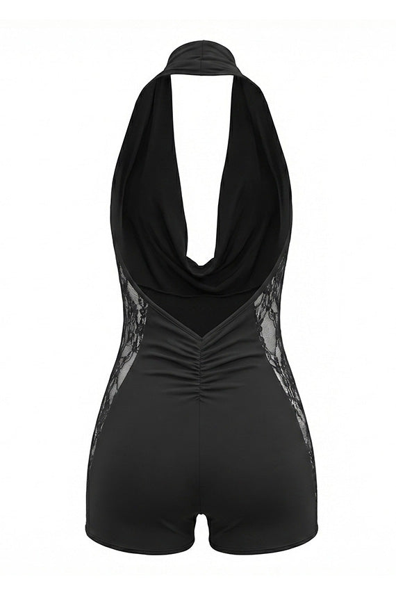 Sexy Halter Cowl Neck Lace Romper Lavish Daily