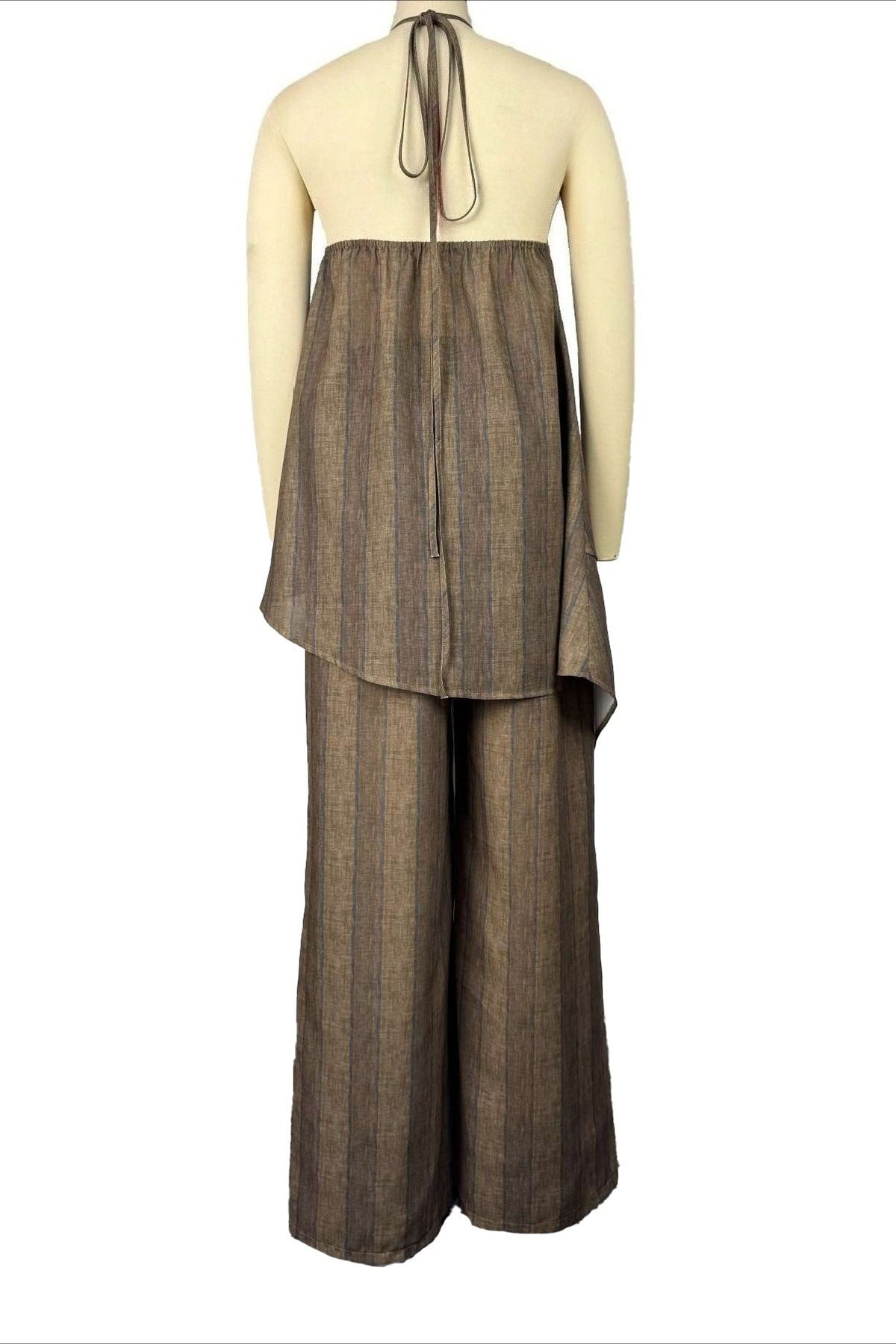 Striped Flowy Halter Pant Set Lavish Daily