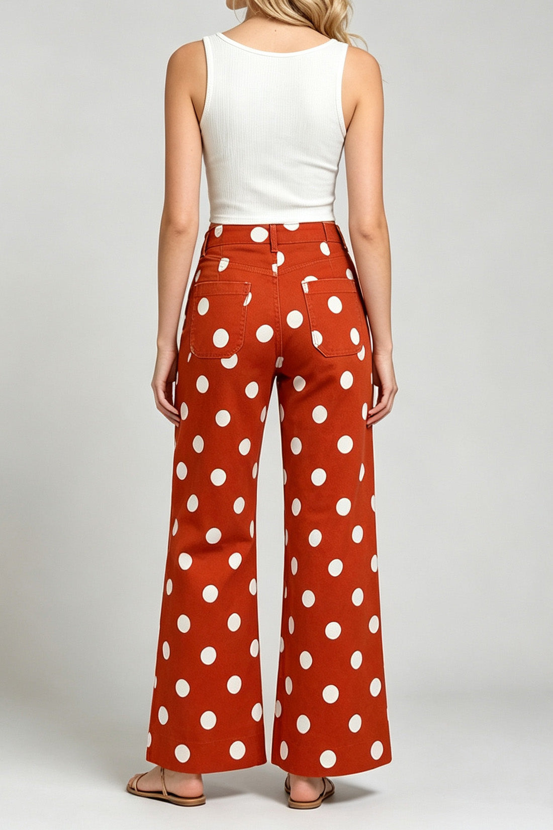Polka Dot High Rise Wide Leg Jeans Lavish Daily