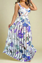 Floral Print Sheer Mesh Maxi Dress Lavish Daily