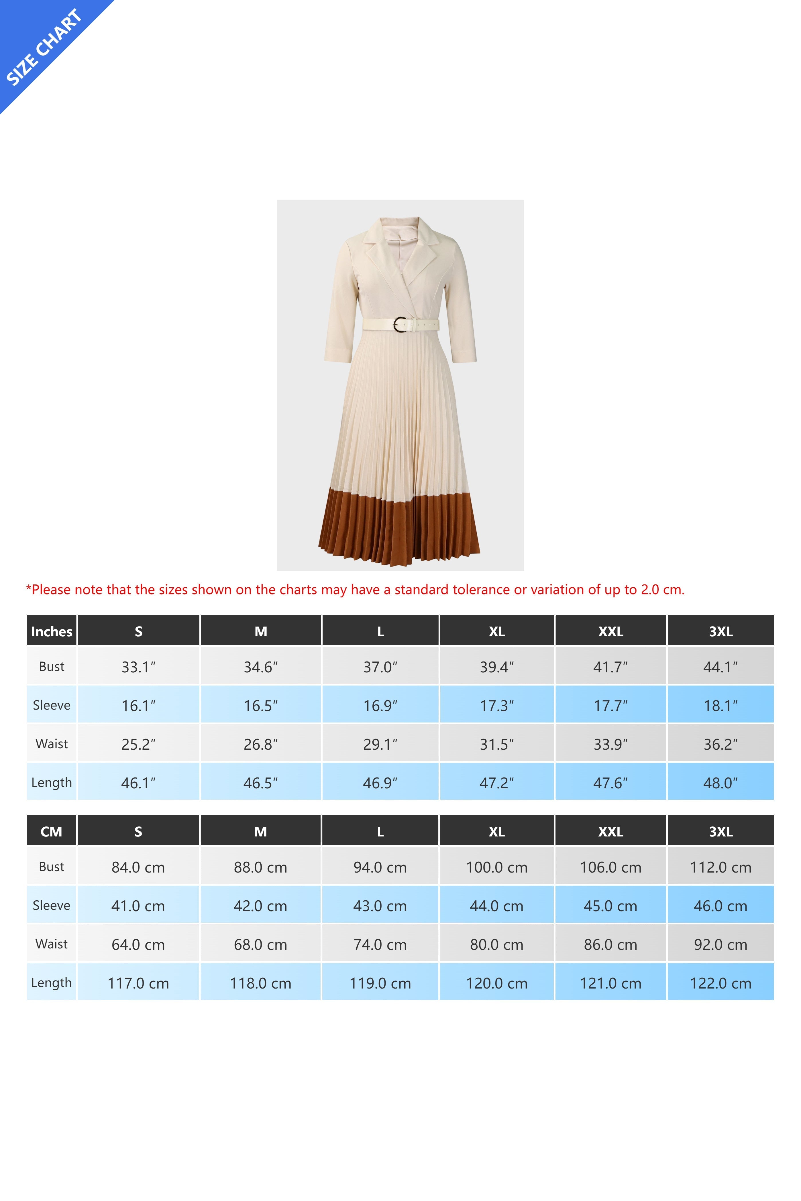 Two-Tone Belted Pleated Dress Lavish Daily