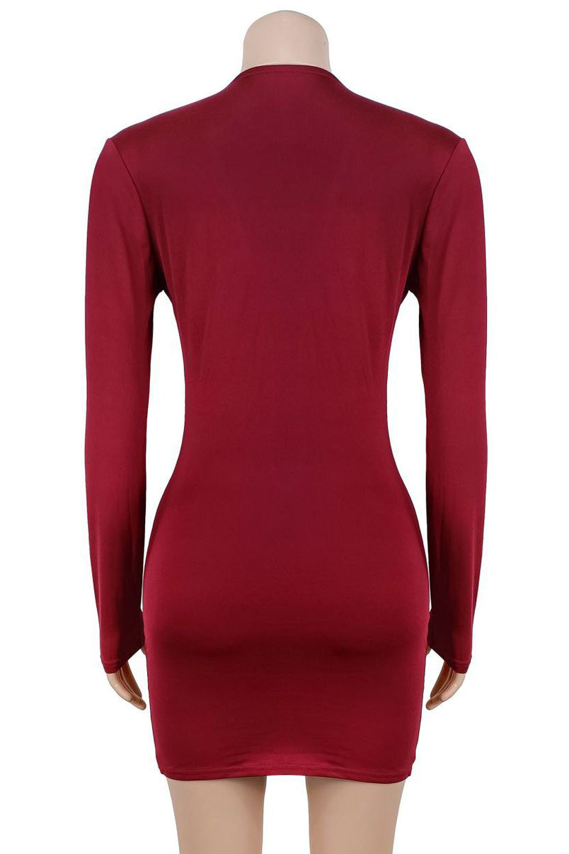 U-Bar Plunge Bodycon Mini Dress Lavish Daily