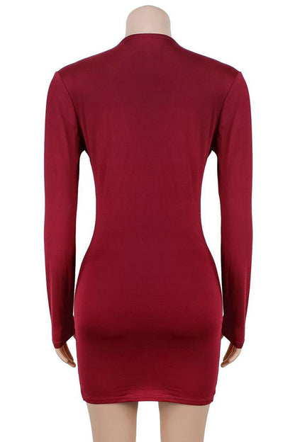 U-Bar Plunge Bodycon Mini Dress Lavish Daily