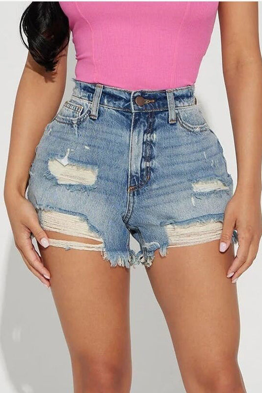 Ripped Slim Denim Shorts Lavish Daily