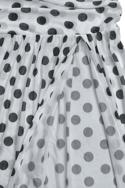 Off-Shoulder Polka Dot Ruched Maxi Dress Lavish Daily