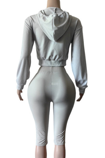 Cropped Zip Hoodie Biker Shorts Set Lavish Daily