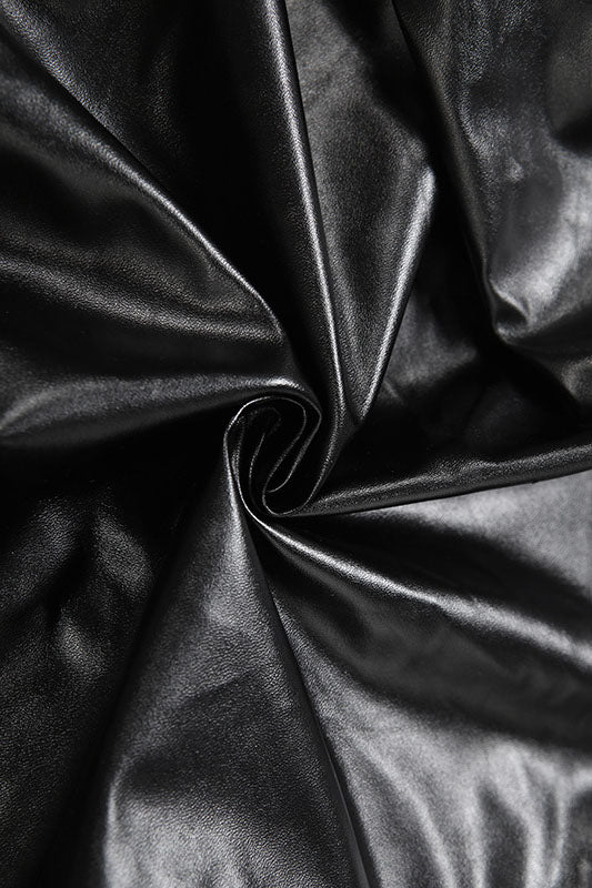 Faux Leather Notched Lapel Jacket Lavish Daily