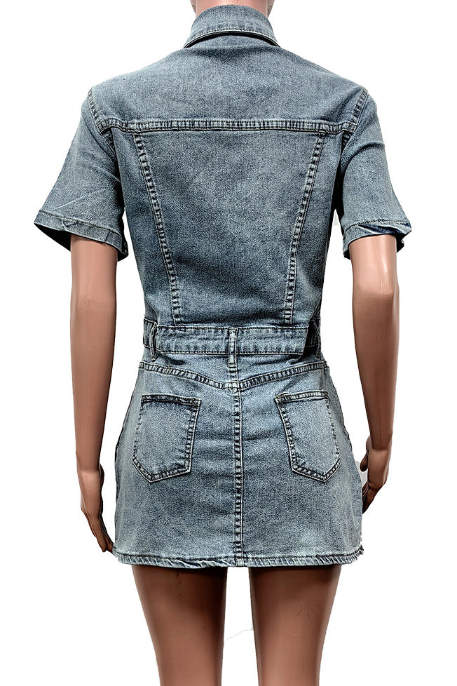 Short Dress Stretchy Ladies Denim Summer Dress Lavish Daily