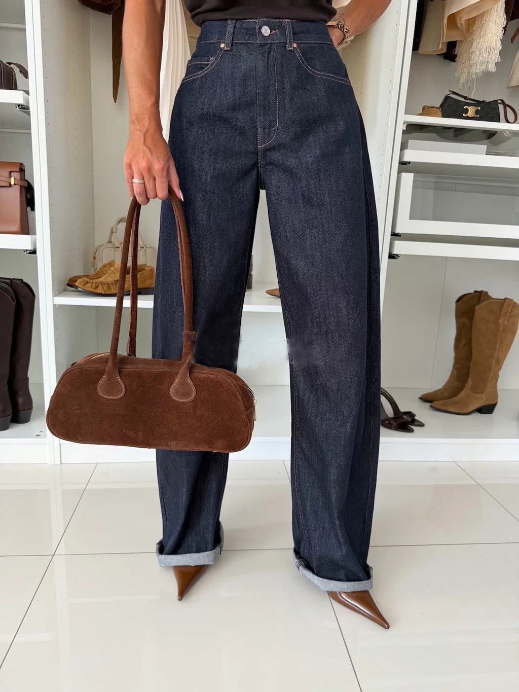 High-Waisted Wide-Leg Washed Jeans Lavish Daily