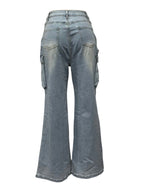 High-Rise Cargo Wide-Leg Utility Denim Jeans Lavish Daily