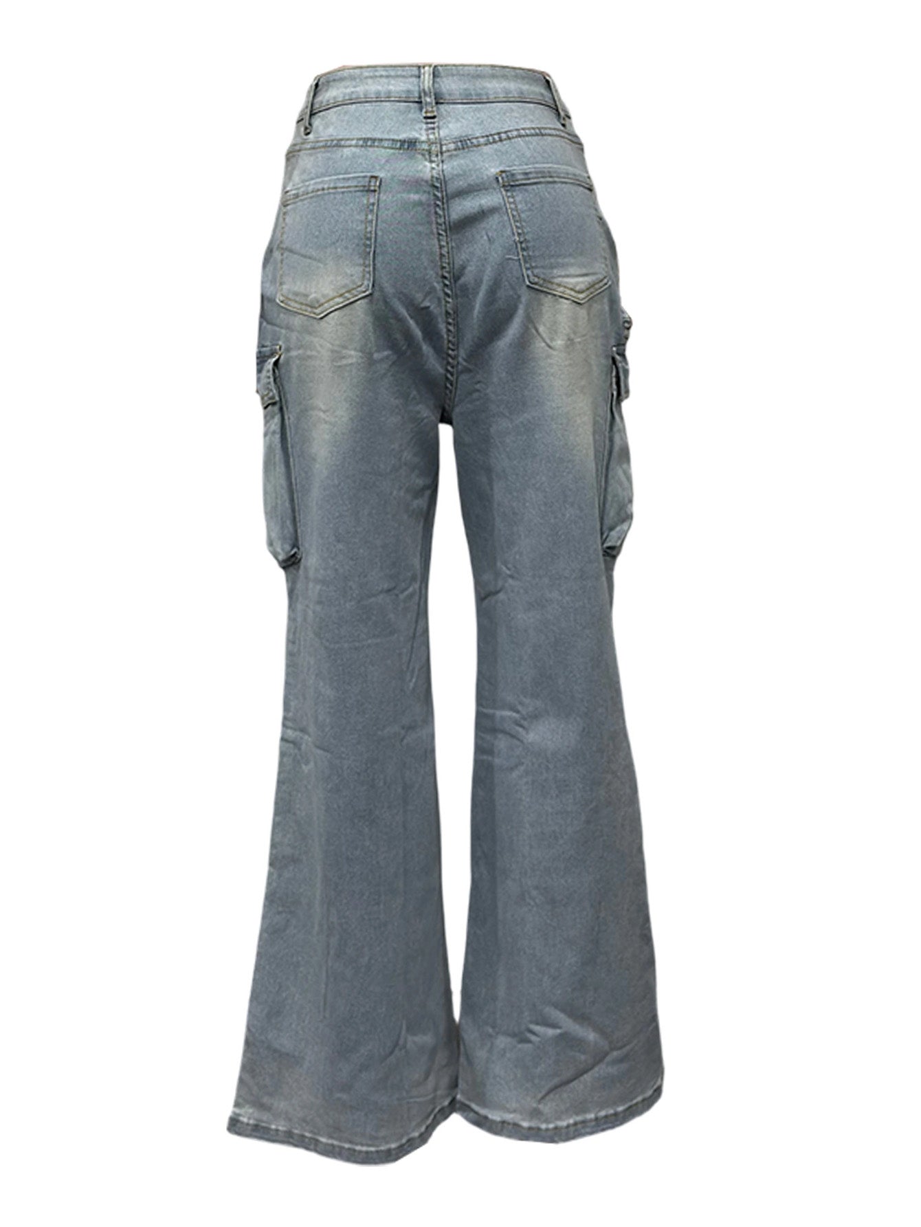 High-Rise Cargo Wide-Leg Utility Denim Jeans Lavish Daily