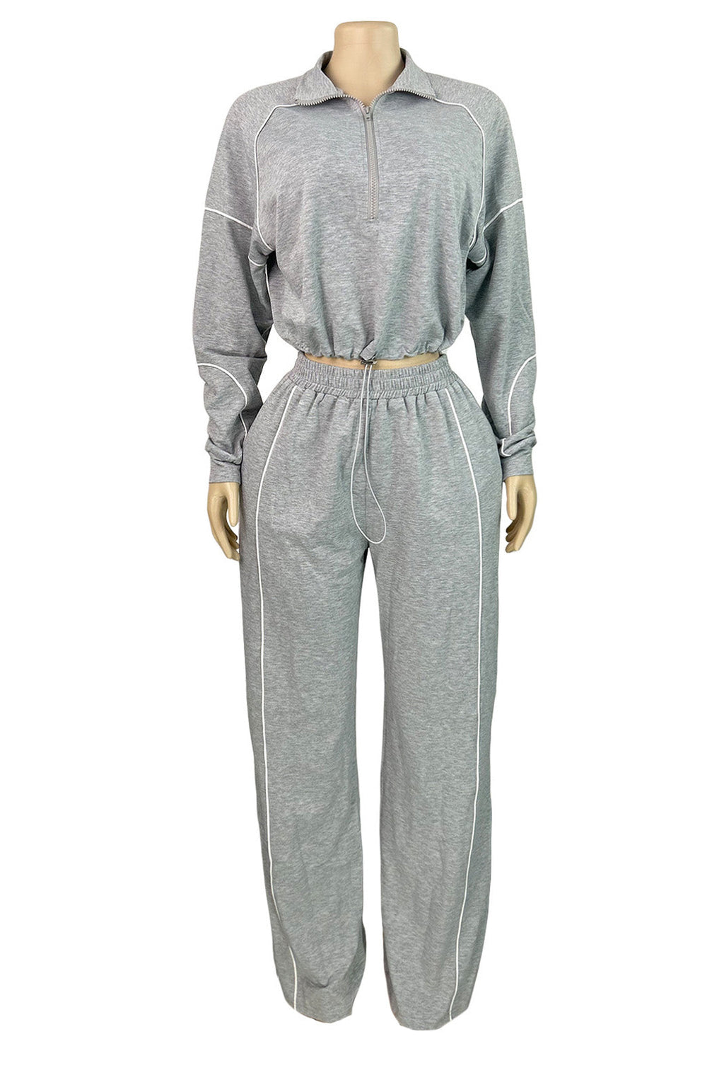 Half-Zip Sweatshirt & Wide Leg Pants Set Lavish Daily