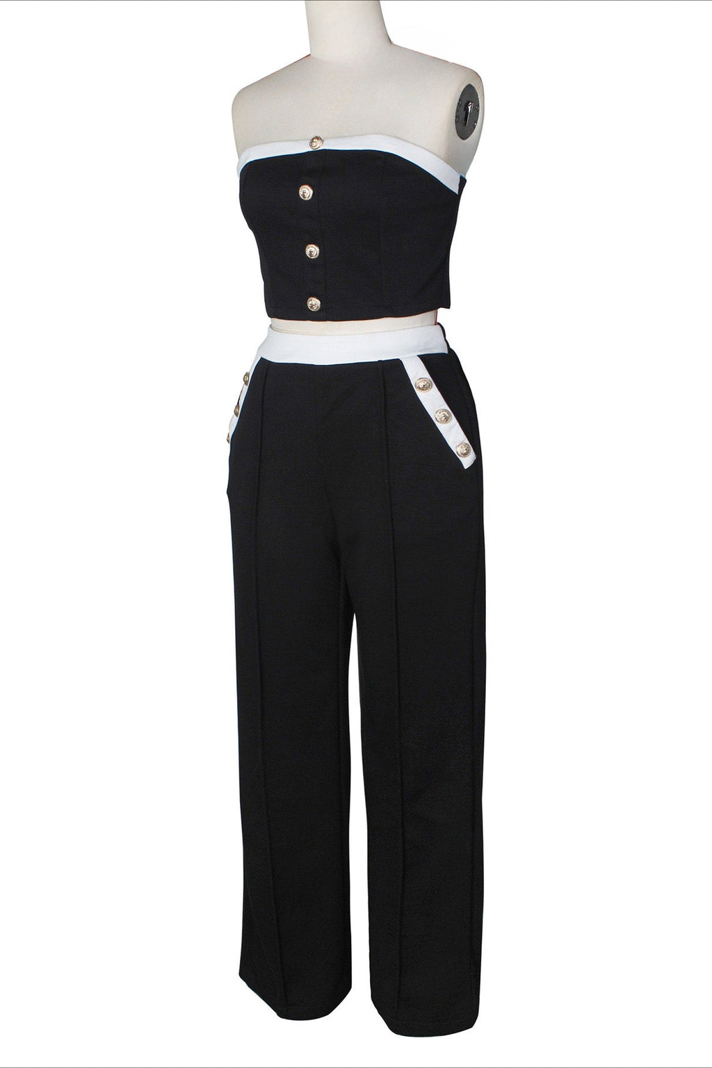 Wide-Leg Pant Suit with Wrap Detail Top Lavish Daily