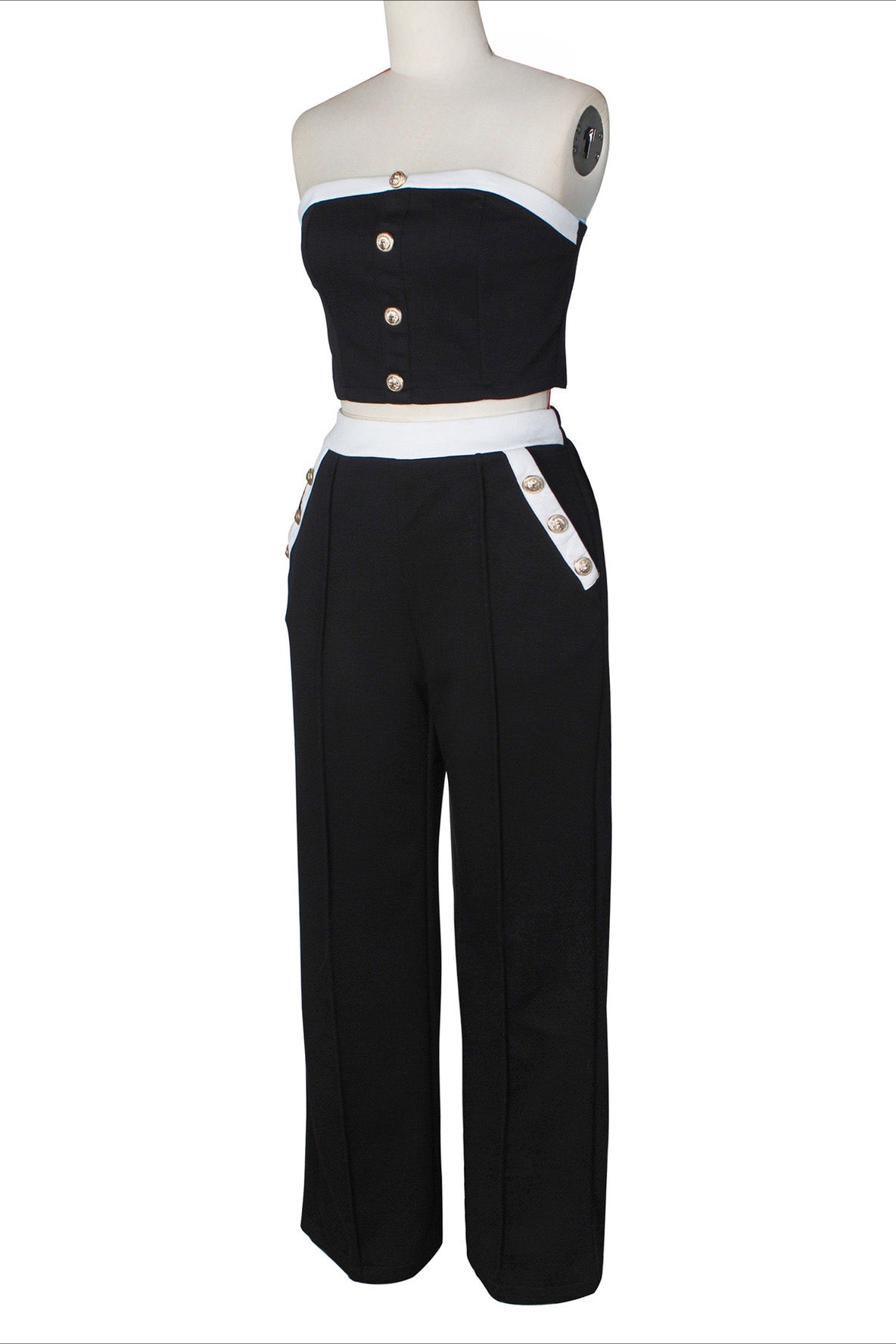 Wide-Leg Pant Suit with Wrap Detail Top Lavish Daily