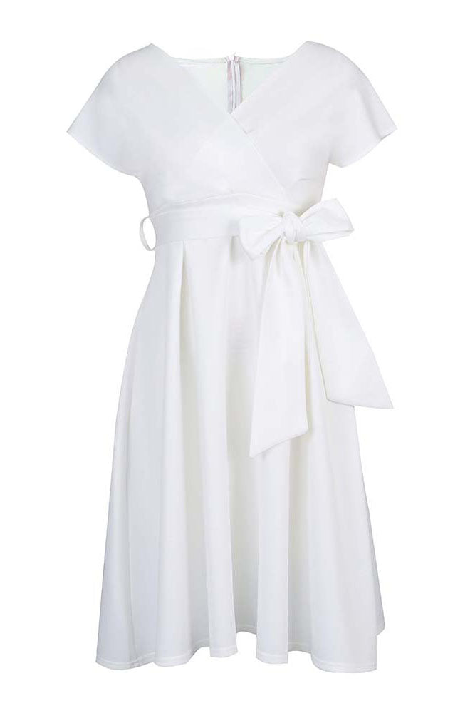Solid Color Belted Bow Tie Waist Dress Lavish Daily