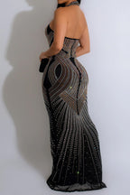 Rhinestone Beaded Floor-Length Evening Gown Lavish Daily