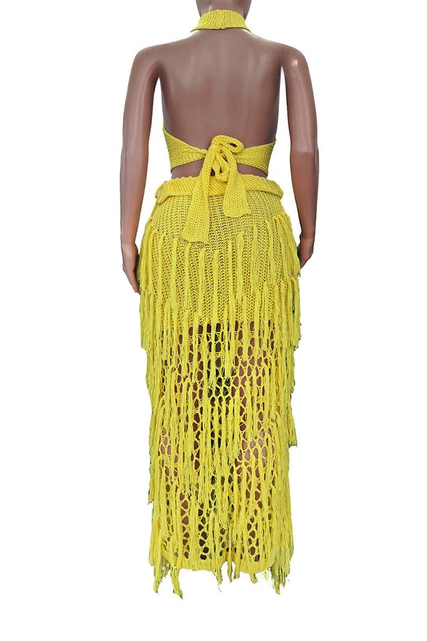 2-Piece Crochet Fringe Skirt Set Lavish Daily