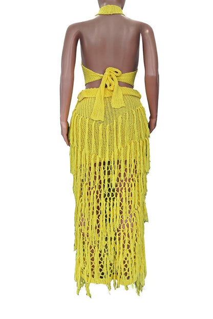 2-Piece Crochet Fringe Skirt Set Lavish Daily