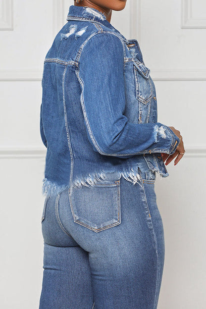 Slim Short Denim Jacket Lavish Daily