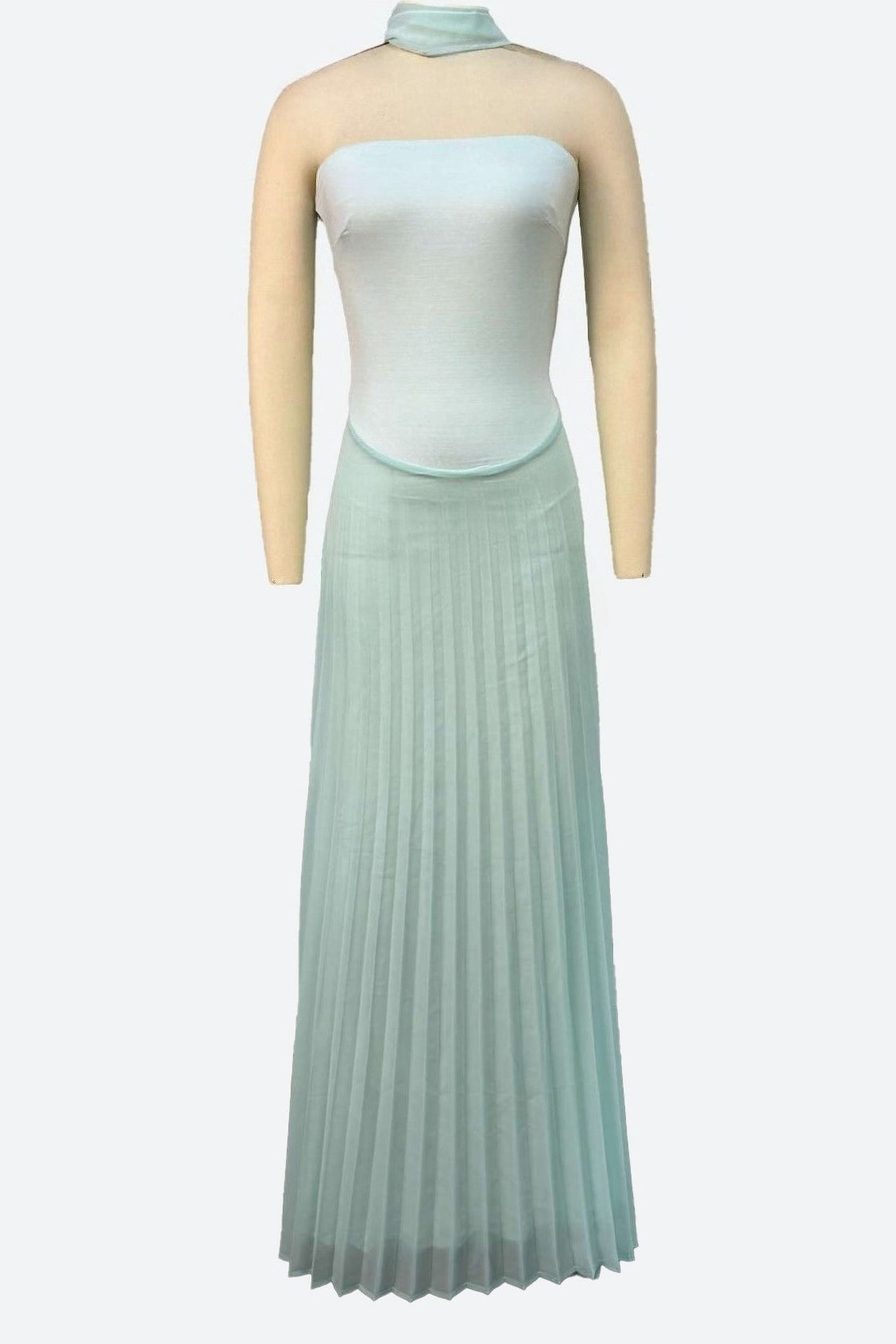 Strapless High Waist Pleated Maxi Dress LavishDaily