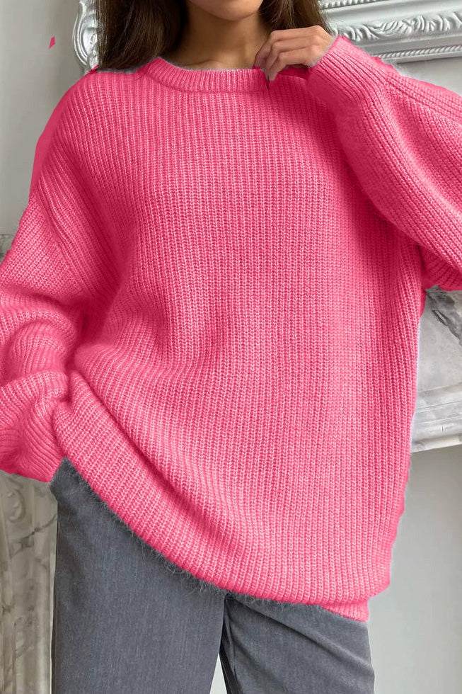 Oversized Striped Knitted Crew Neck Jumper Lavish Daily