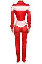 Printed Front-Tie Top and Long Pants Set Lavish Daily