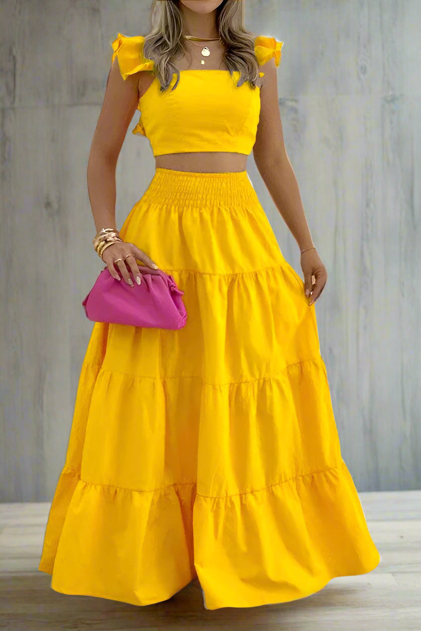 Cami Crop Top with High Waist Skirt Set Lavish Daily