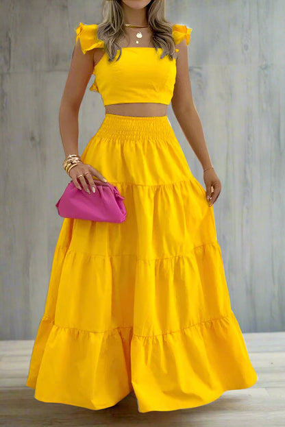 Cami Crop Top with High Waist Skirt Set Lavish Daily
