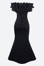 Solid Ruffle Collar Mermaid Dress Lavish Daily