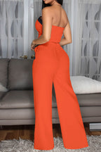 Wide-Leg Pant Suit with Wrap Detail Top Lavish Daily