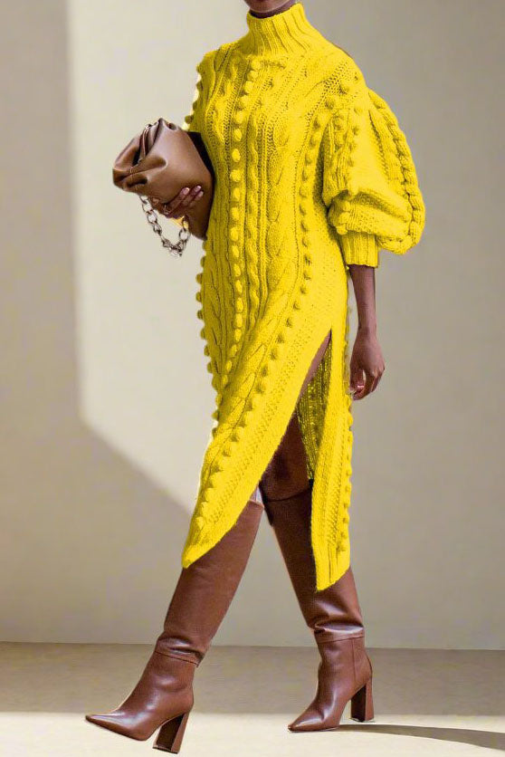 Midi Length Knitted Sweater Dress Lavish Daily