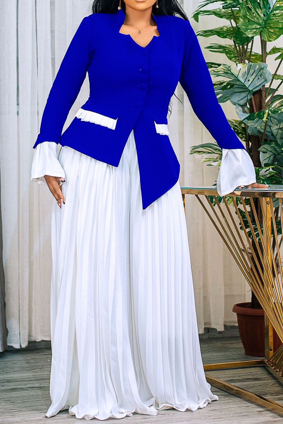 Plus Size Casual V Neck Long Sleeve Pants Sets Lavish Daily