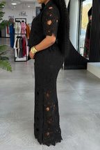 Lace Cutout Tie Waist Wide Leg Two Piece Set Lavish Daily