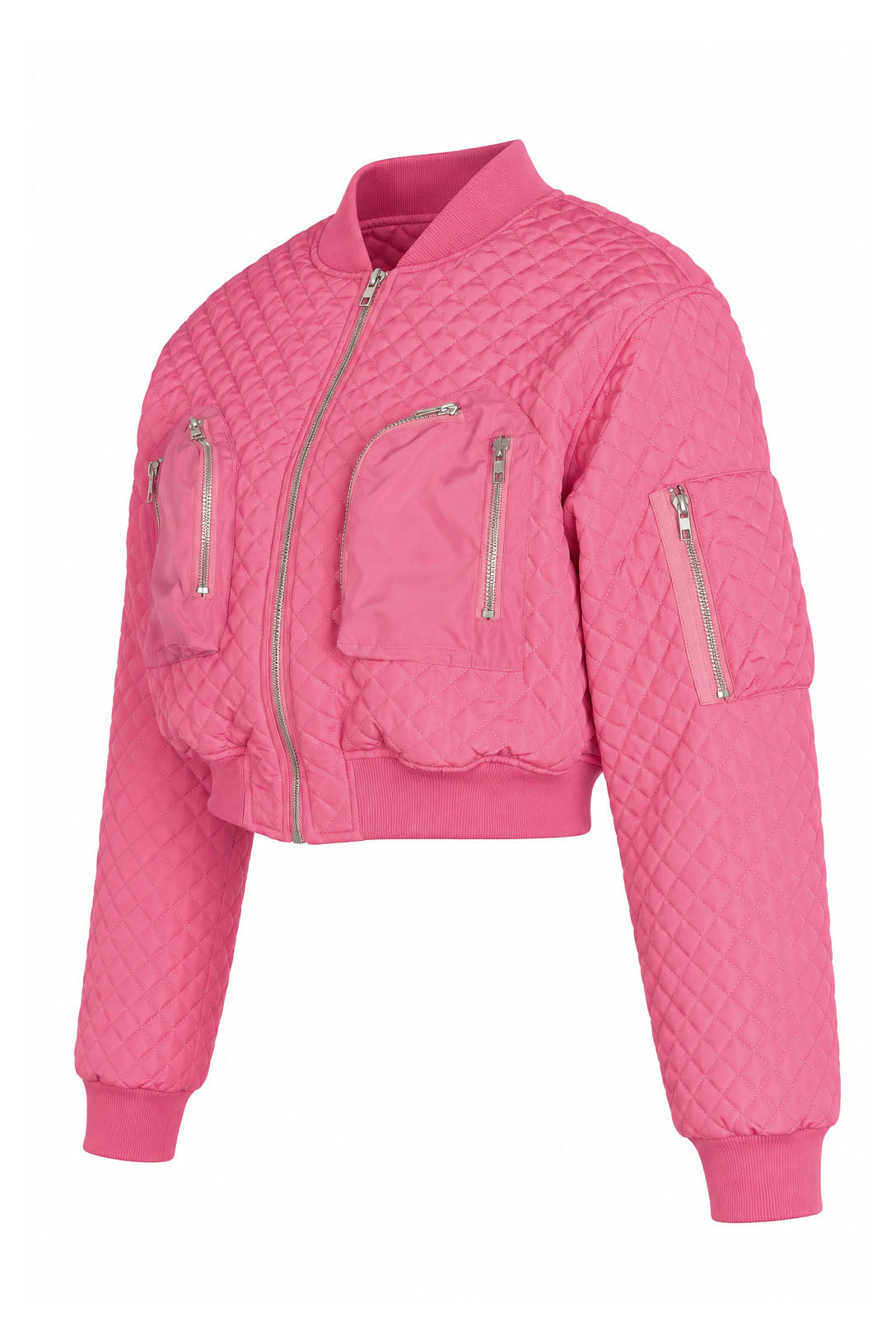 Cropped Diamond-Quilted Bomber Jacket Lavish Daily